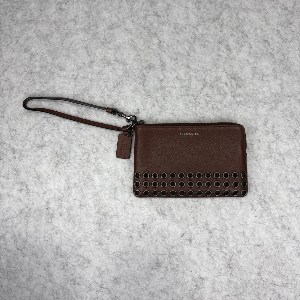 COACH Bleecker Grommets Set: Snap Wallet Clutch & Universal Wristlet - Brick Red - Picture 3 of 10